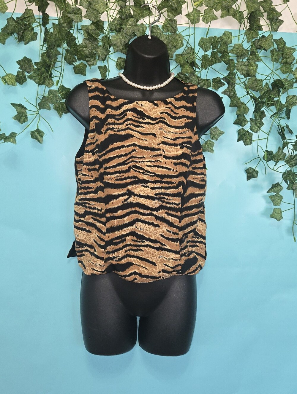 Vintage Black & Brown Tiger-Print Sleeveless Camisole